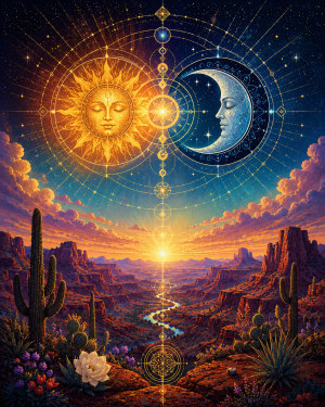Celestial Sun Moon Southwestern Matted Art Print - Wholesale Spiritual Wall Decor