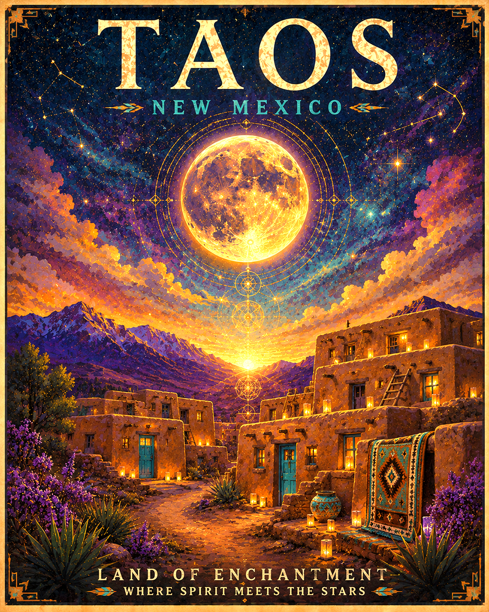 Celestial Taos Matted Art - Wholesale New Mexico Home Decor