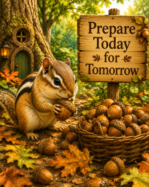 Chipmunk Wall Art Matted Art Print - Woodland Animal Decor with Motivational Saying