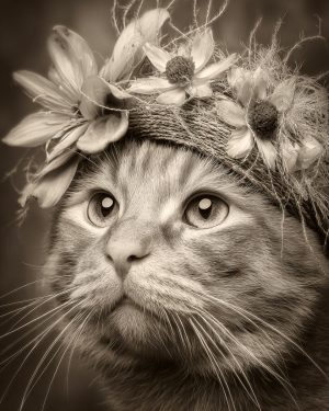 Clara the Cowgirl Cat from Iowa - Matted Art Print for Farmhouse Wall Decor