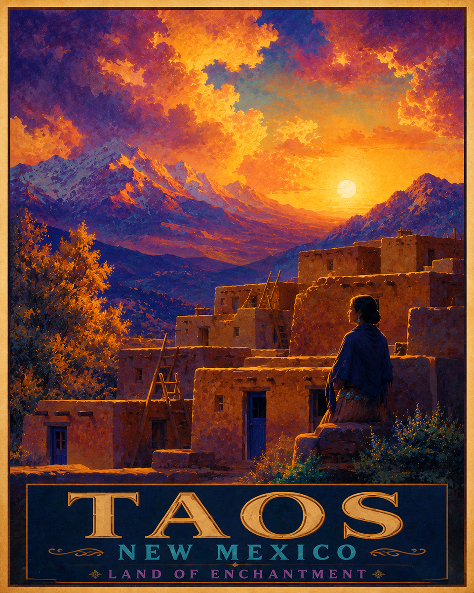 Classic Taos Matted Art Print - Wholesale New Mexico Home Decor