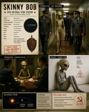 Classified Zeta Reticuli Gray Alien Matted Print - Stylized Sci Fi Wholesale Wall Art