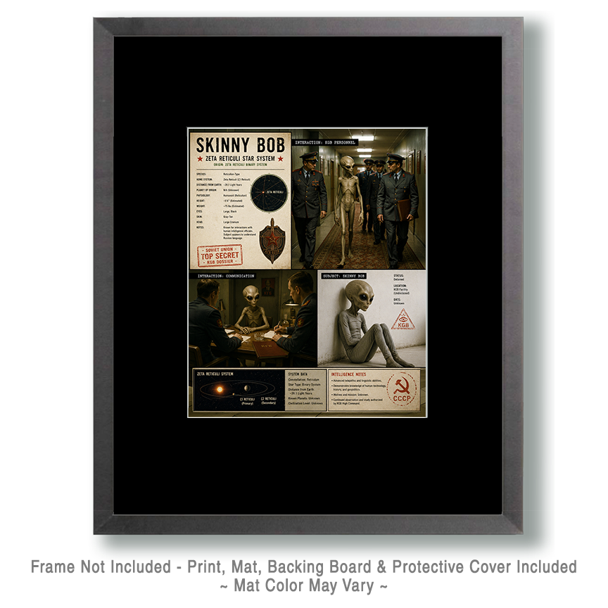 Classified Zeta Reticuli Gray Alien Matted Print - Stylized Sci Fi Wholesale Wall Art - Image 2