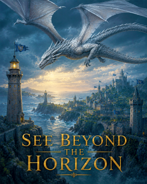 Coastal Dragon Wall Art Matted Art Print - See Beyond the Horizon Fantasy Decor