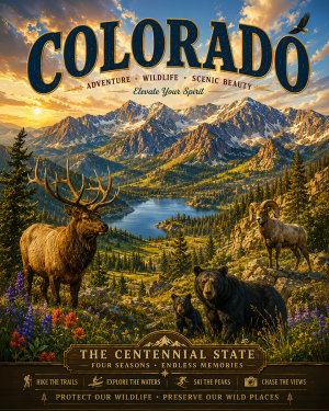Colorado Mountain Wildlife Matted Print - Wholesale Nature Art