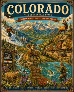 Colorado Wildlife Matted Print - Wholesale Western Travel Souvenir