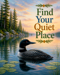 Common Loon Wall Art Matted Art Print - Lake House Decor with Inspirational Saying