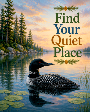 Common Loon Wall Art Matted Art Print - Lake House Decor with Inspirational Saying