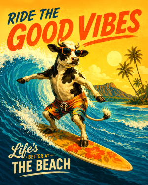 Cow-Catching-a-Wave-Matted-Art-PrintQQWholesale-Fun-Summer-Souvenir.png