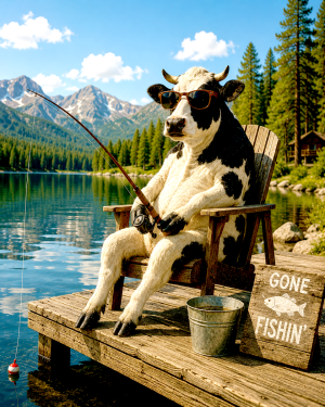 Cow-Fishing-from-a-Lake-Dock-with-Sunglasses-Matted-Art-PrintQQWholesale-Farm-Wildlife-Gift.png