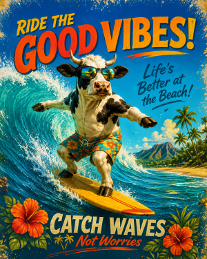 Cow-Surfing-Matted-Art-PrintQQWholesale-Fun-Summer-Souvenir.png