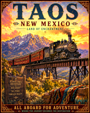 Cumbres & Toltec Scenic Railroad Taos Art Print in Mat - Wholesale New Mexico Home Decor