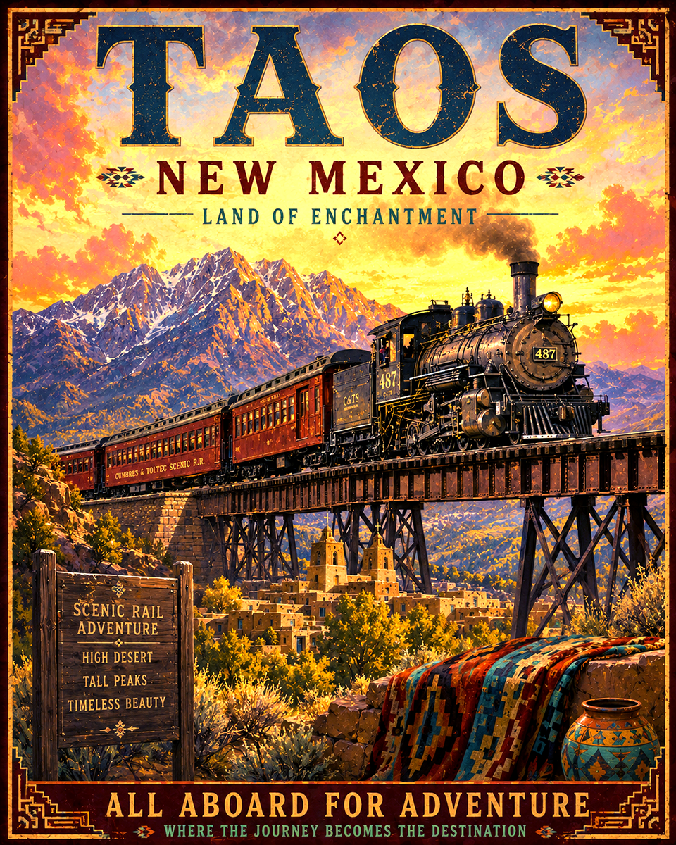 Cumbres & Toltec Scenic Railroad Taos Art Print in Mat - Wholesale New Mexico Home Decor