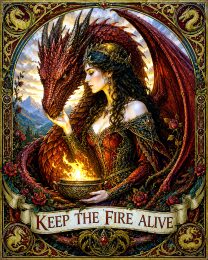 Dragon Queen - Keep the Fire Alive - Decorative Matted Art Print