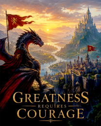 Dragon Rider Wall Art Matted Art Print - Greatness Requires Courage Fantasy Kingdom Decor