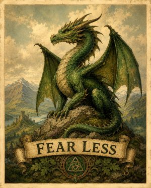 Dragon of the Emerald Highlands - Fear Less - Matted Art Print