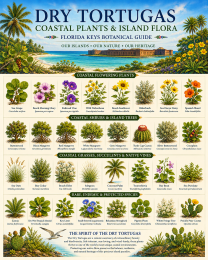 Dry Tortugas Coastal Plants & Island Flora Chart Matted Art Print - Florida Keys Botanical Guide