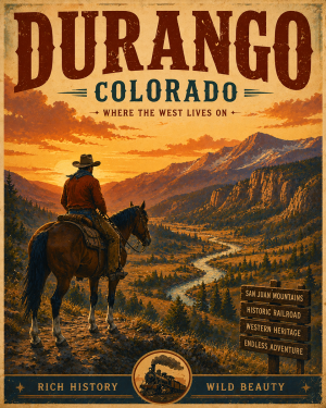 Durango Colorado Horseback Matted Art Print - Wholesale Western Decor