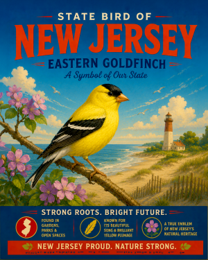 Eastern Goldfinch New Jersey State Bird Matted Art Print - Cheerful Garden Bird Illustration for Bright Home Accents