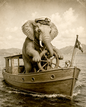 Elephant-Captaining-Vintage-Wooden-Boat-Matted-Art-PrintQQWholesale-Unique-Marine-Wall-Art.png