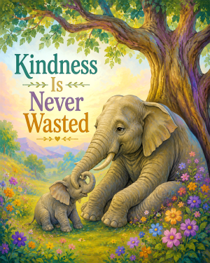 Elephant Inspirational Wall Art Matted Art Print - Motivational Animal Decor with Positive Saying