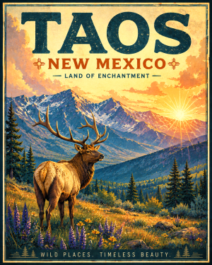 Elk Above Taos Matted Art - Wholesale New Mexico Home Decor