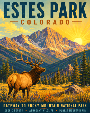 Elk in Estes Park Colorado Rocky Mountain National Park Matted Print - Wholesale Souvenir Art