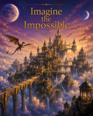 Enchanted Castle Wall Art Matted Art Print - Imagine the Impossible Fantasy Magic Decor