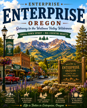 Enterprise Oregon Wallowa Valley Wilderness Matted Print - Wholesale Pacific Northwest Country Art
