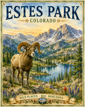 Estes Park Colorado Rocky Mountain National Park Matted Print - Wholesale Souvenir Art