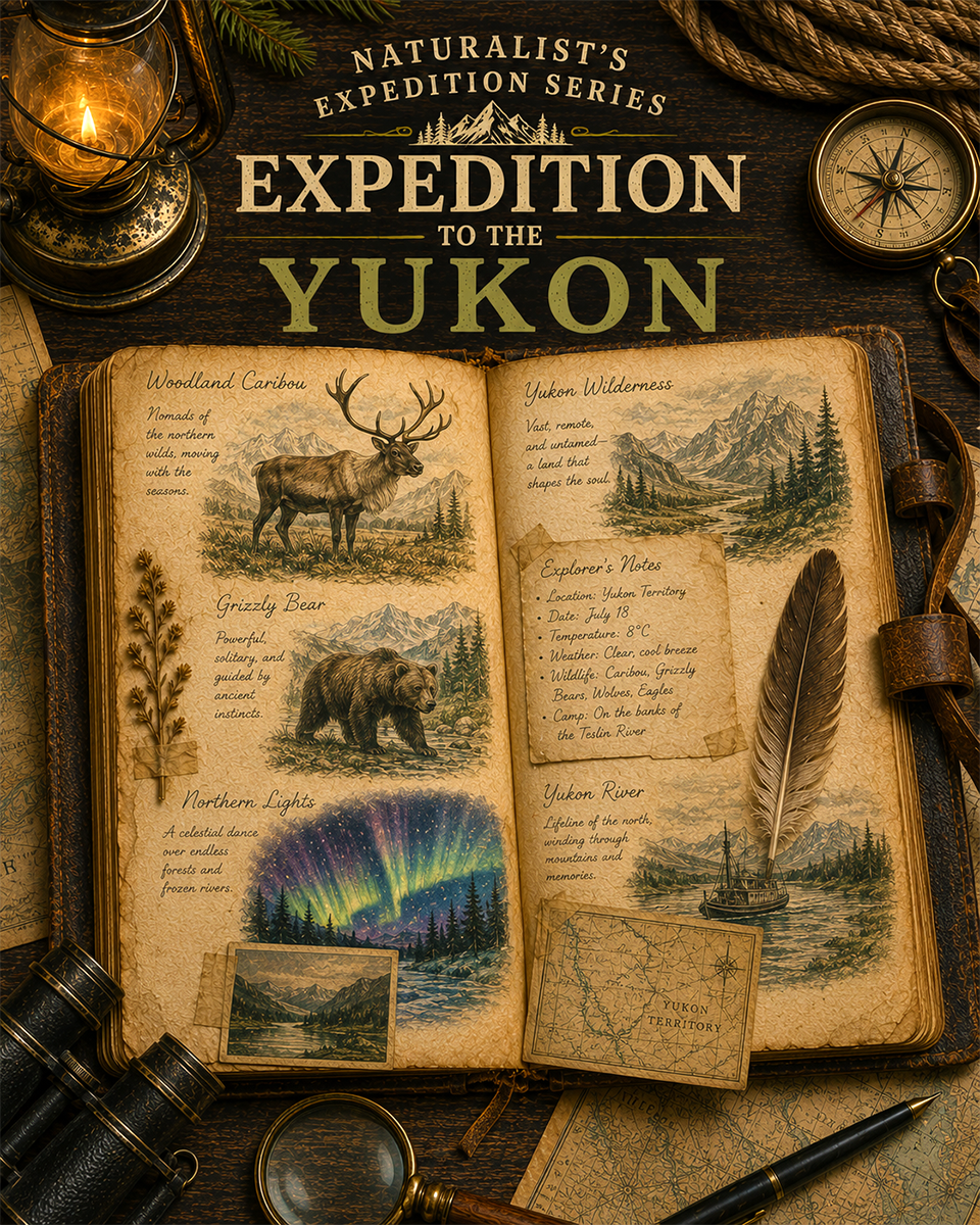 Expedition to the Yukon Matted Art Print - Vintage Wilderness Expedition Art