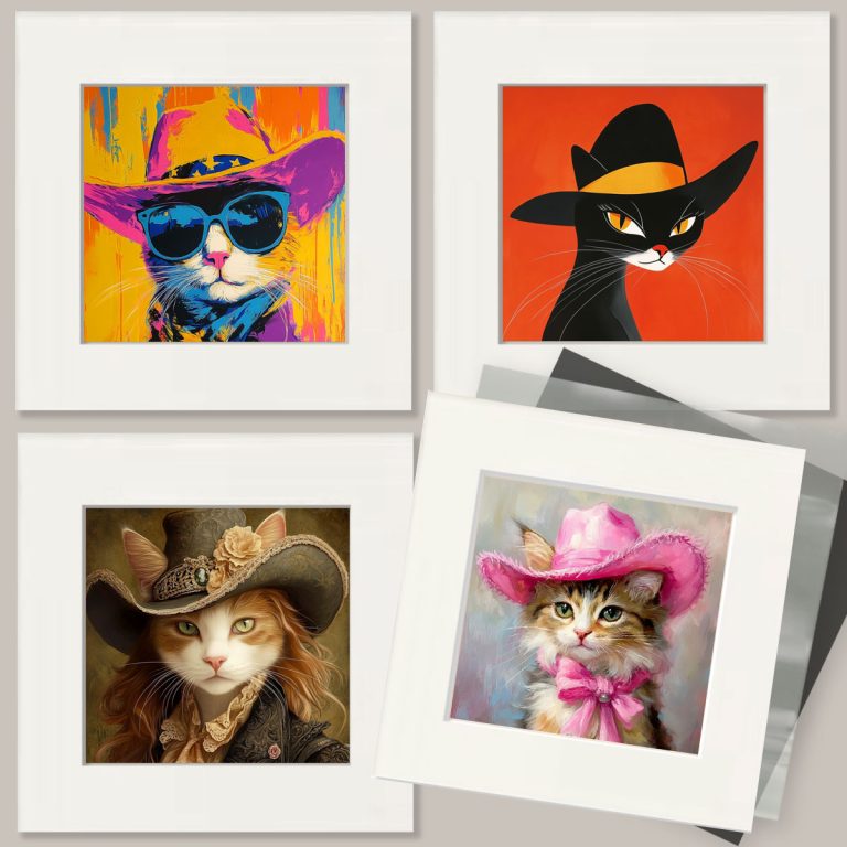Barnaby the Cowboy Cat - Matted Art Print for Shabby Chic Desert Wall Art - Image 3