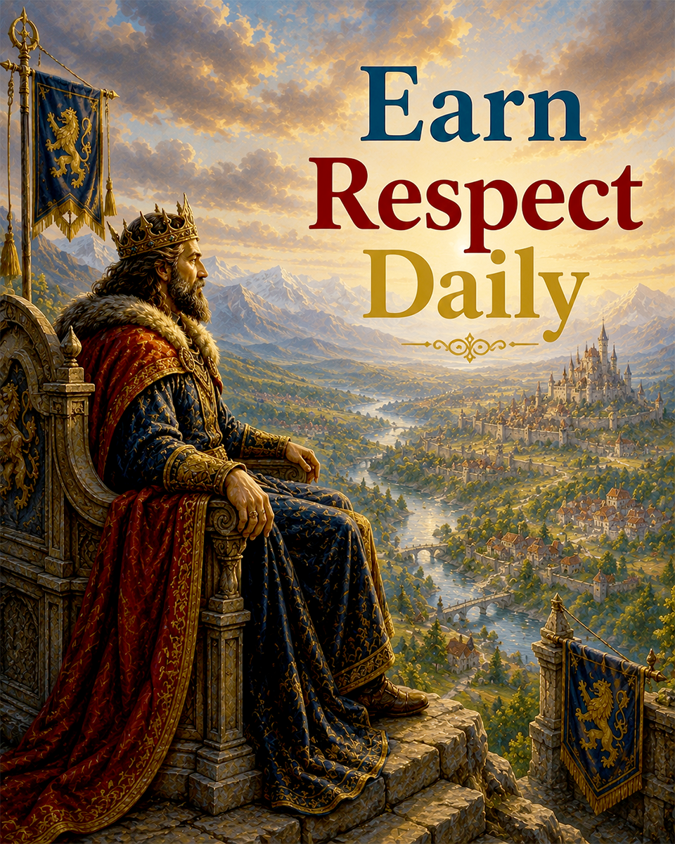 Fantasy King Wall Art Matted Art Print - Earn Respect Daily Medieval Realm Decor