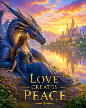 Fantasy Queen Wall Art Matted Art Print - Love Creates Peace Kingdom Romance Decor