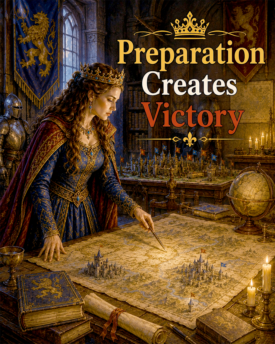 Fantasy Queen Wall Art Matted Art Print - Preparation Creates Victory Castle Decor