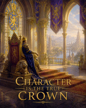 Fantasy Throne Room Wall Art Matted Art Print - Character Is the True Crown Kingdom Decor
