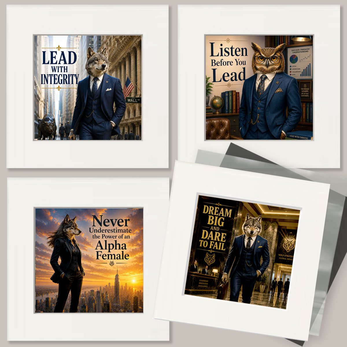 Wolf Wisdom Wall Art Matted Art Print - Knowledge Commands Respect Office Decor - Image 3