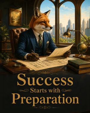 Fox Business Wall Art Matted Art Print - Success Starts with Preparation Office Decor
