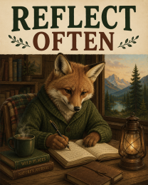 Fox Journal Wall Art Matted Art Print - Book Lover Decor with Motivational Saying