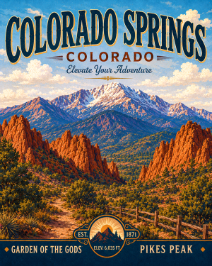 Garden of the Gods and Pikes Peak Matted Print - Colorado Springs Wholesale Wall Art