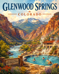 Glenwood Springs Colorado Canyon & Hot Springs Matted Art Print - Wholesale Spa Decor