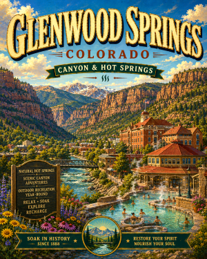 Glenwood Springs Colorado Hot Springs Matted Art Print - Wholesale Travel Decor