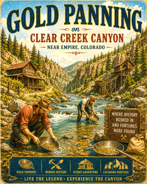 Gold Panning in Claer Creek Empire Colorado Matted Print - Wholesale Prospecting Souvenir