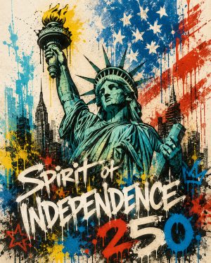 Graffiti Style Statue of Liberty Street Art Matted Print