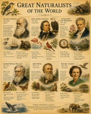 Great Naturalists of the World Matted Art Print - Scientific Discovery Chart