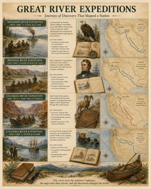 Great River Expeditions Matted Art Print - Exploration History Chart