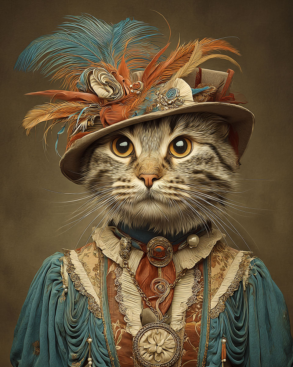 Hattie the Cowgirl Cat from Colorado Springs - Matted Art Print for Western Boutique Home Accent