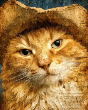 Heath the Tucson Cowboy Cat - Matted Art Print for Wild West Gift Shop Novelty Art