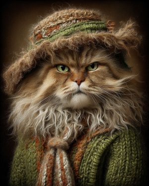 Henrietta the Cowgirl Cat from Bisbee - Matted Art Print for Texas Ranch House Style Art