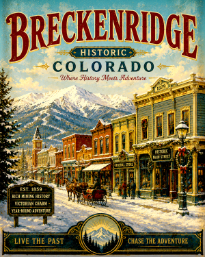 Historic Breckenridge Colorado Main Street Matted Art Print - Wholesale Ski Town Decor
